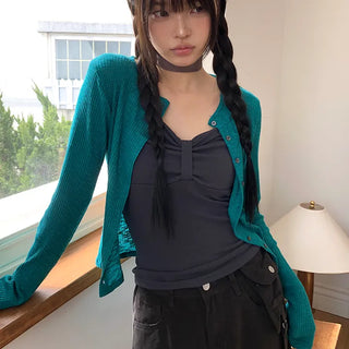 Penzo Ribbed Round Long Sleeve Cardigan