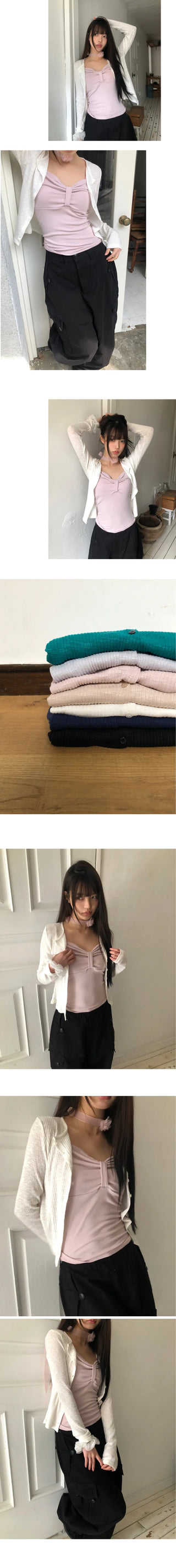 Penzo Ribbed Round Long Sleeve Cardigan