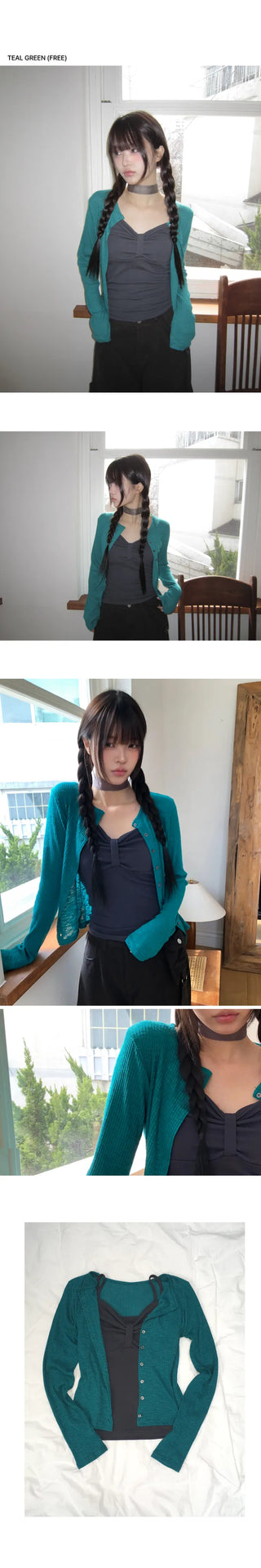 Penzo Ribbed Round Long Sleeve Cardigan