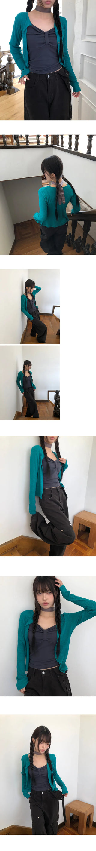 Penzo Ribbed Round Long Sleeve Cardigan