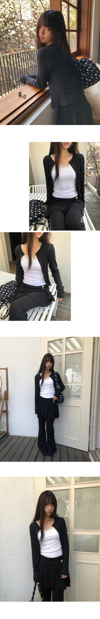 Penzo Ribbed Round Long Sleeve Cardigan
