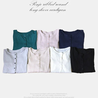Penzo Ribbed Round Long Sleeve Cardigan