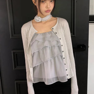 Penzo Ribbed Round Long Sleeve Cardigan