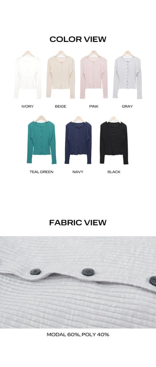 Penzo Ribbed Round Long Sleeve Cardigan