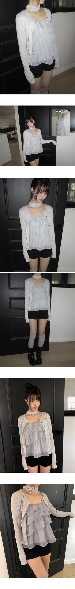 Penzo Ribbed Round Long Sleeve Cardigan