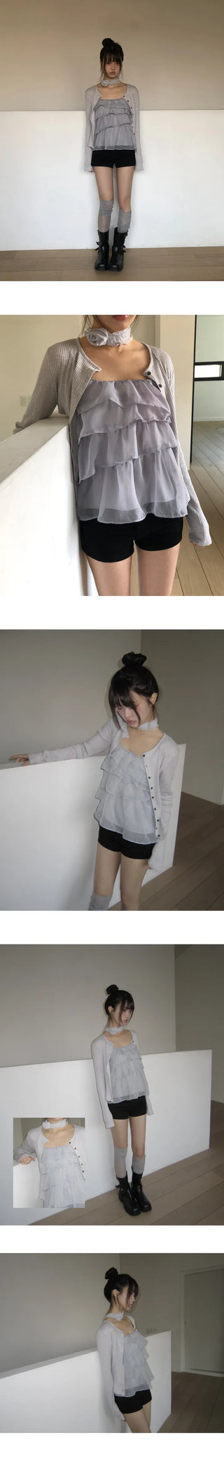 Penzo Ribbed Round Long Sleeve Cardigan