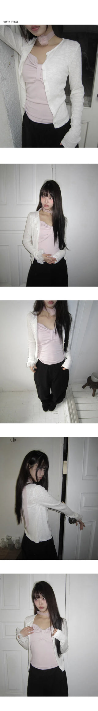 Penzo Ribbed Round Long Sleeve Cardigan