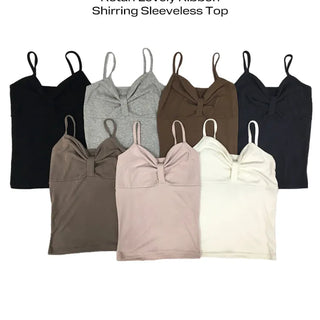 Rotan Lovely Ribbon Shirred Sleeveless Top