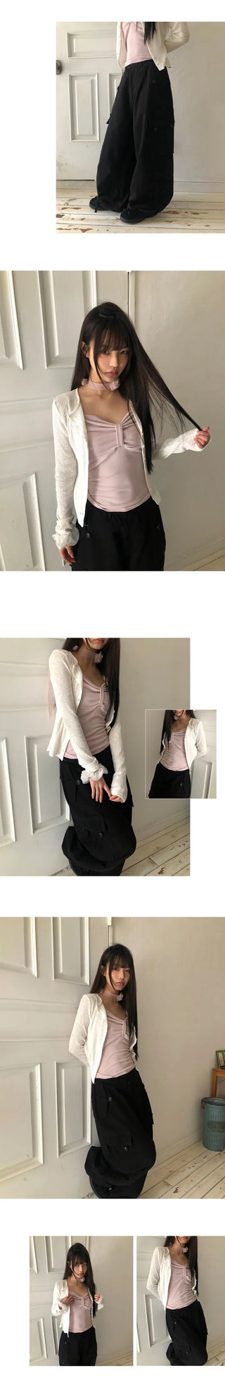 Rotan Lovely Ribbon Shirred Sleeveless Top