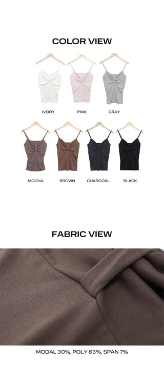 Rotan Lovely Ribbon Shirred Sleeveless Top