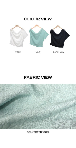 June Neck Rose Lace Off-Shoulder Short Sleeve T-shirt