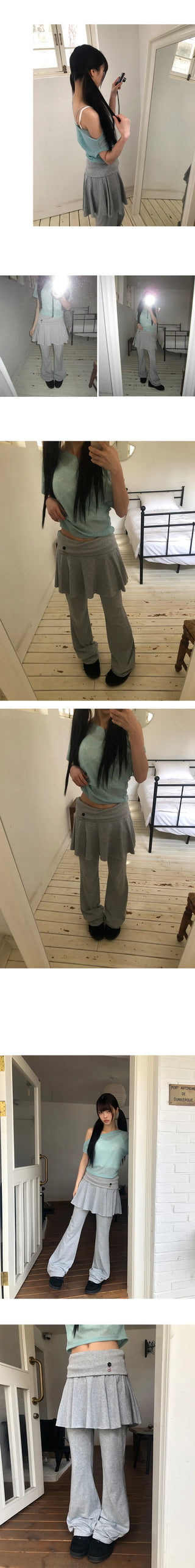 Paru Folding Bootcut Skirt Pants