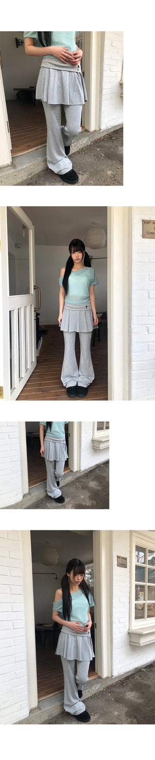 Paru Folding Bootcut Skirt Pants