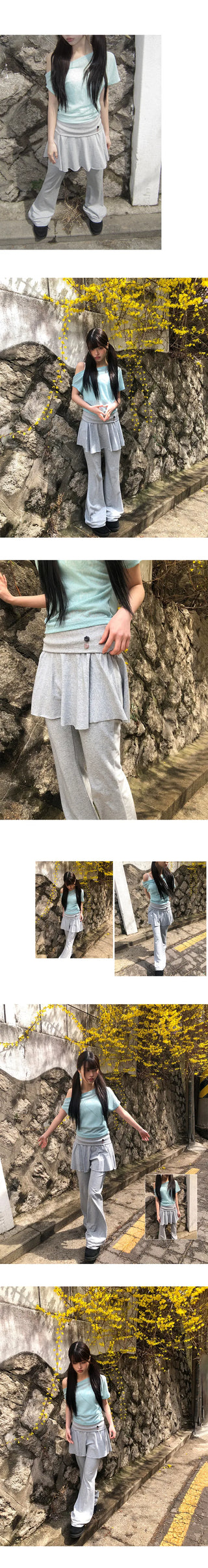 Paru Folding Bootcut Skirt Pants