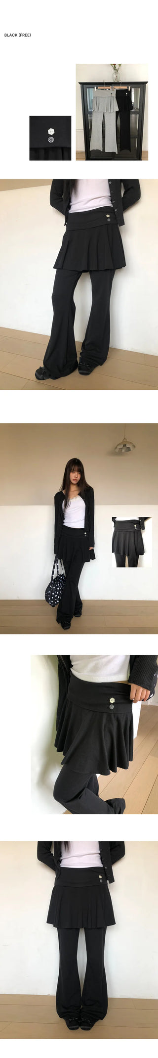 Paru Folding Bootcut Skirt Pants