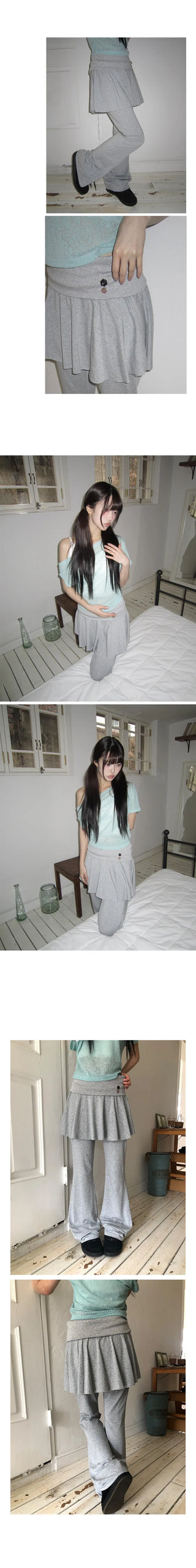 Paru Folding Bootcut Skirt Pants