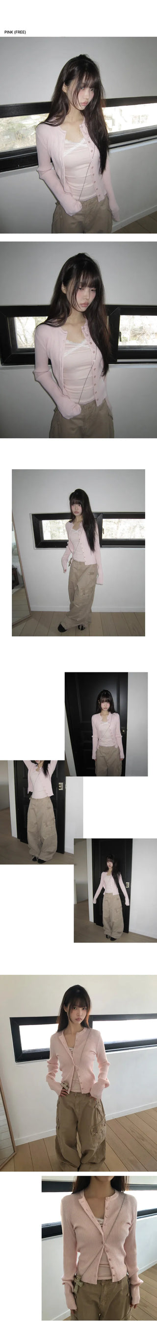 Cure Button Ribbed Round Cardigan