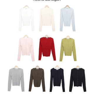 Cure Button Ribbed Round Cardigan