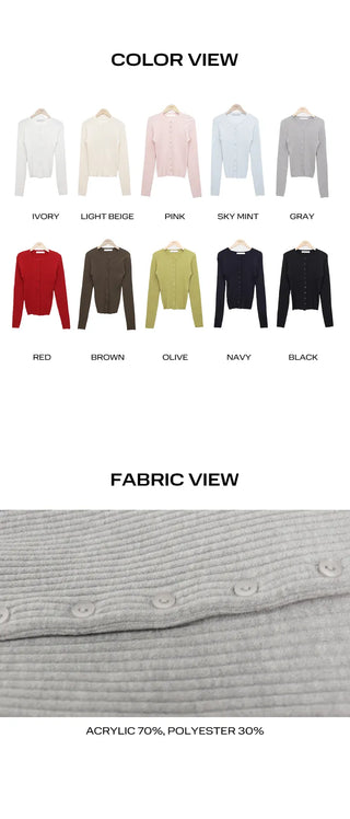 Cure Button Ribbed Round Cardigan