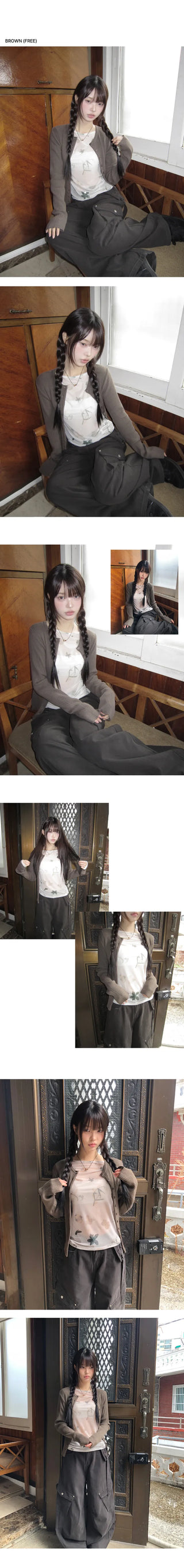 Cure Button Ribbed Round Cardigan