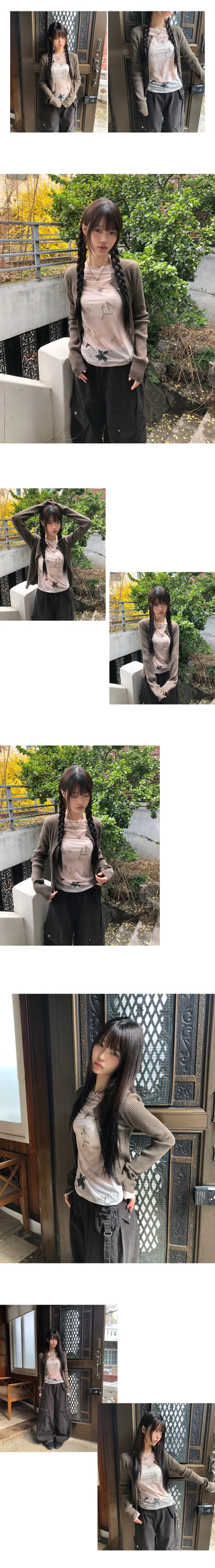 Cure Button Ribbed Round Cardigan