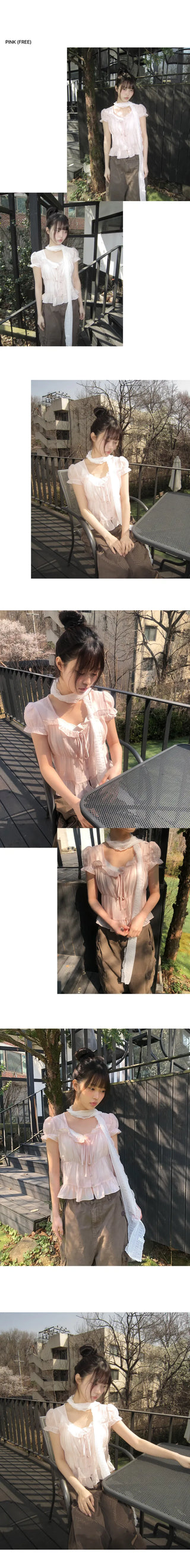 Burun Strap Frill Short Sleeve Blouse