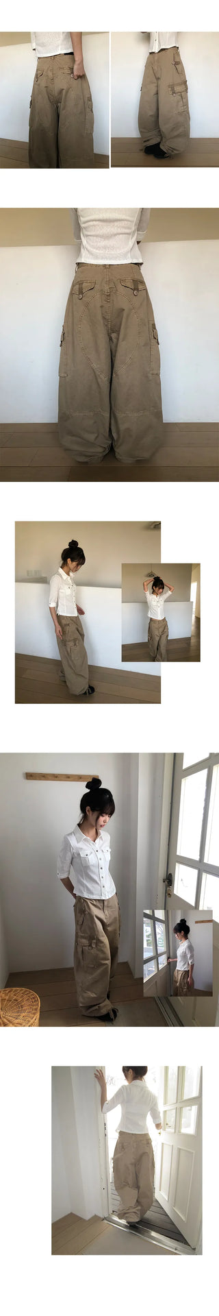Karn Multi-Pocket Wide Cargo Pants