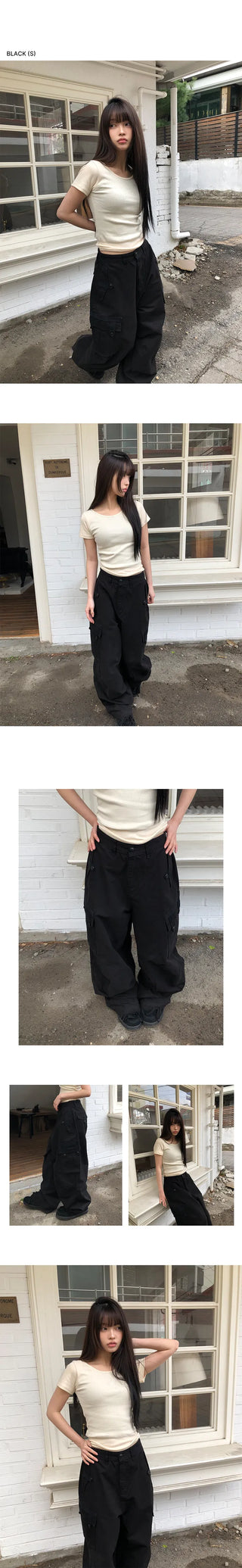 Karn Multi-Pocket Wide Cargo Pants