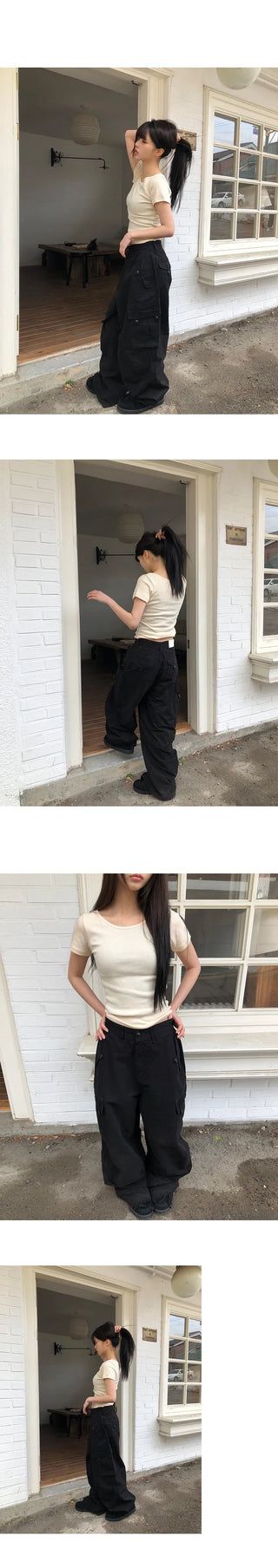 Karn Multi-Pocket Wide Cargo Pants