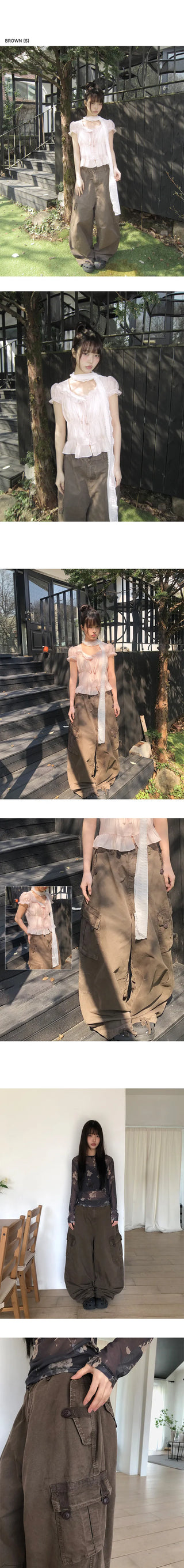 Karn Multi-Pocket Wide Cargo Pants