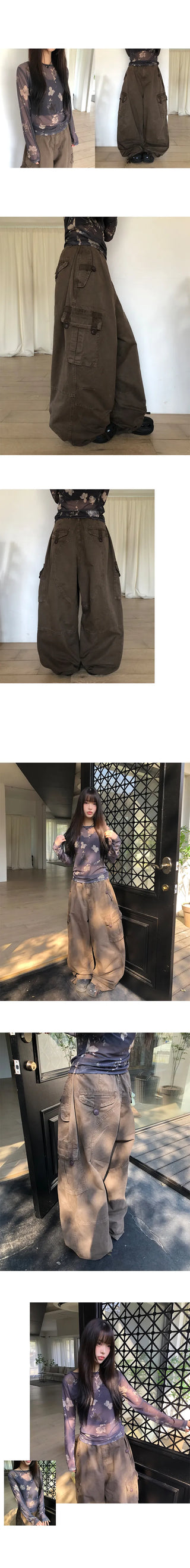 Karn Multi-Pocket Wide Cargo Pants