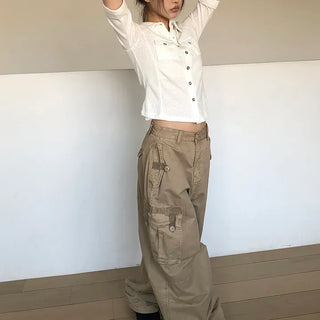 Karn Multi-Pocket Wide Cargo Pants
