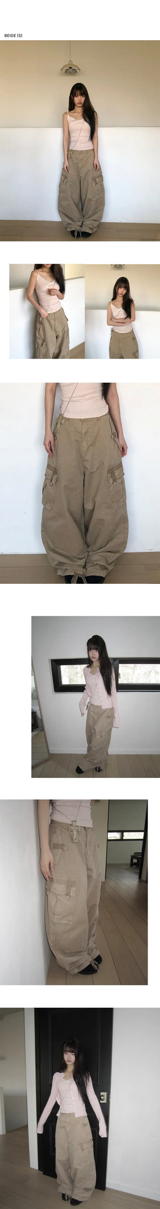 Karn Multi-Pocket Wide Cargo Pants