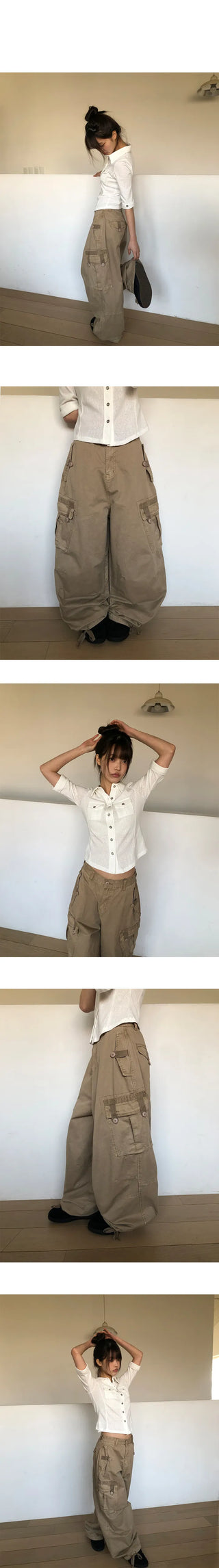 Karn Multi-Pocket Wide Cargo Pants