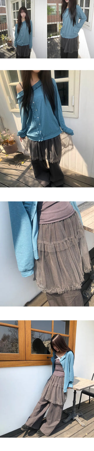 Ekin Sheer Layered Skirt Pants