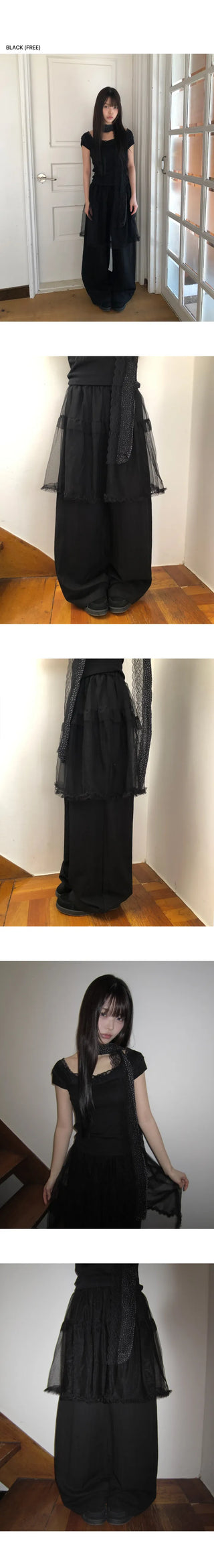 Ekin Sheer Layered Skirt Pants