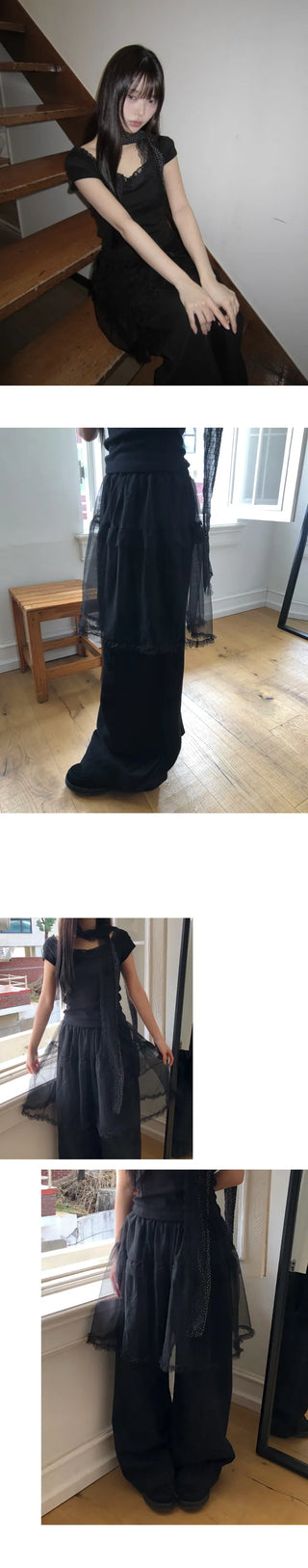 Ekin Sheer Layered Skirt Pants