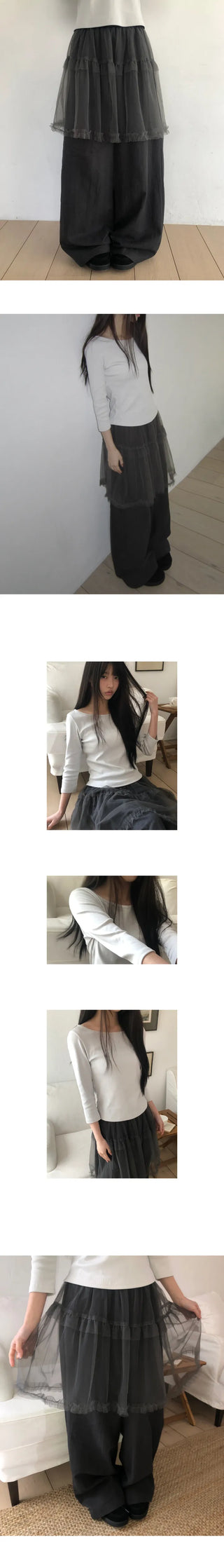 Ekin Sheer Layered Skirt Pants