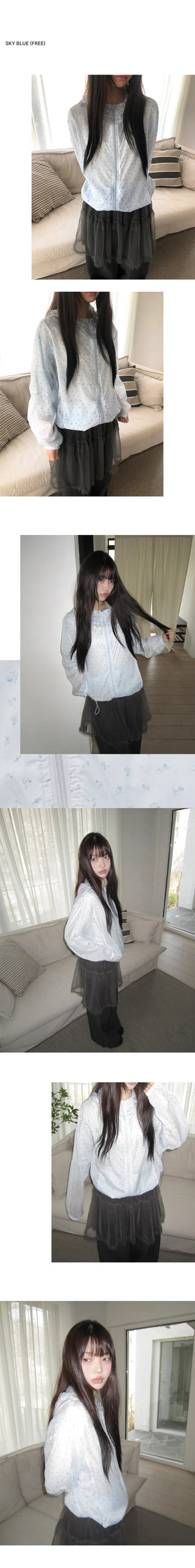 Havyu Flower String Windbreaker Jacket