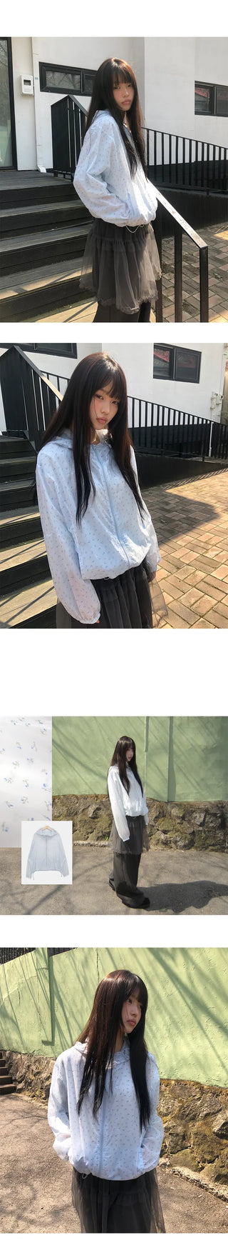 Havyu Flower String Windbreaker Jacket