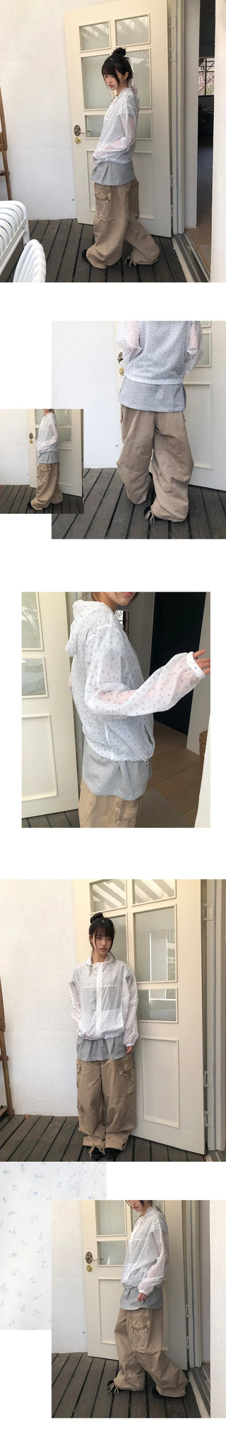 Havyu Flower String Windbreaker Jacket