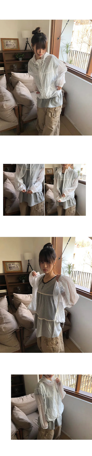 Havyu Flower String Windbreaker Jacket