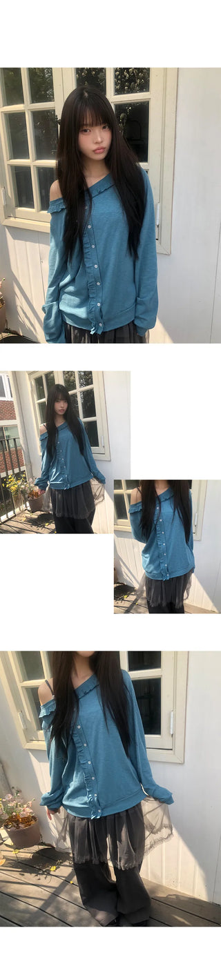 Duane Slub Frill Cardigan