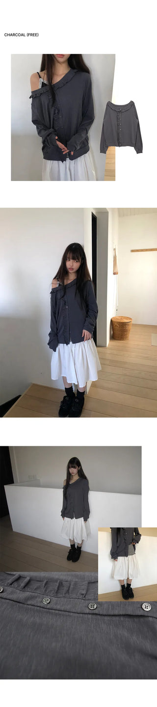 Duane Slub Frill Cardigan