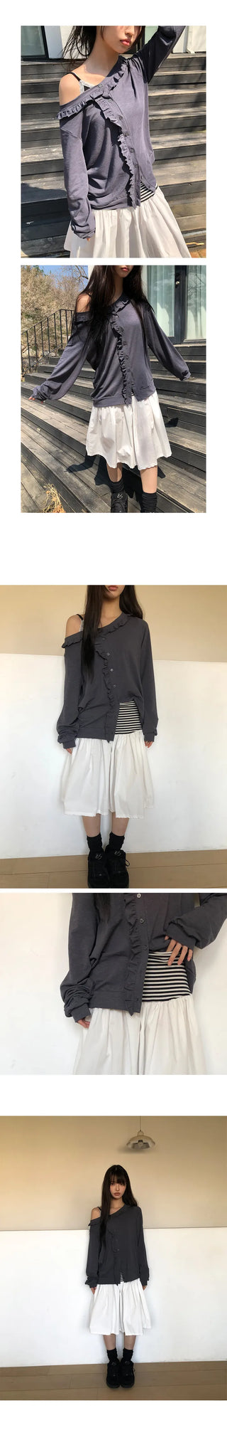 Duane Slub Frill Cardigan