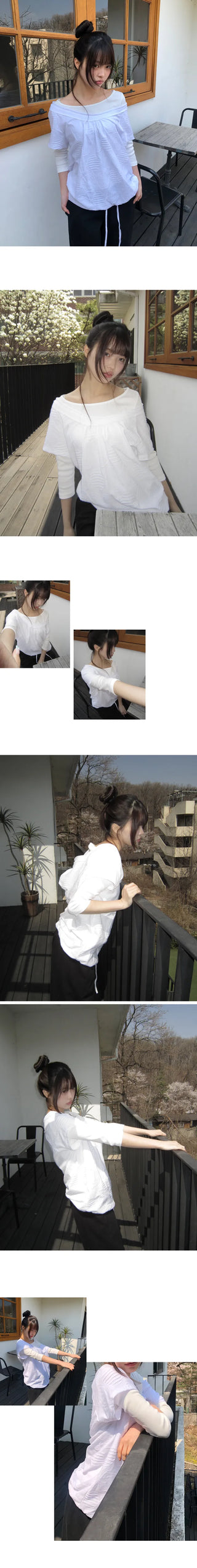 Shutin Big Dot Off-Shoulder Short Sleeve T-Shirt