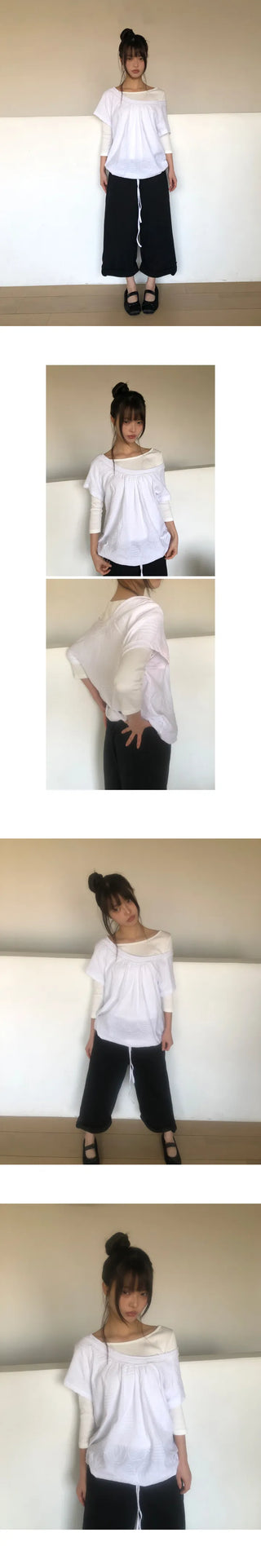 Shutin Big Dot Off-Shoulder Short Sleeve T-Shirt