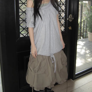 Shutin Big Dot Off-Shoulder Short Sleeve T-Shirt