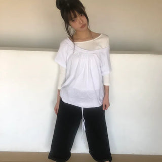 Shutin Big Dot Off-Shoulder Short Sleeve T-Shirt