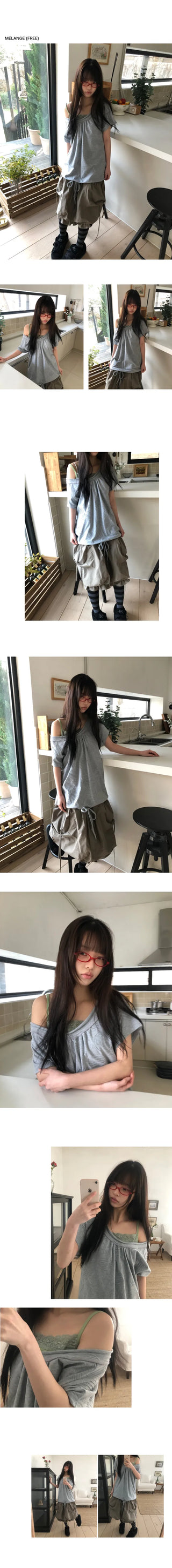 Shutin Big Dot Off-Shoulder Short Sleeve T-Shirt